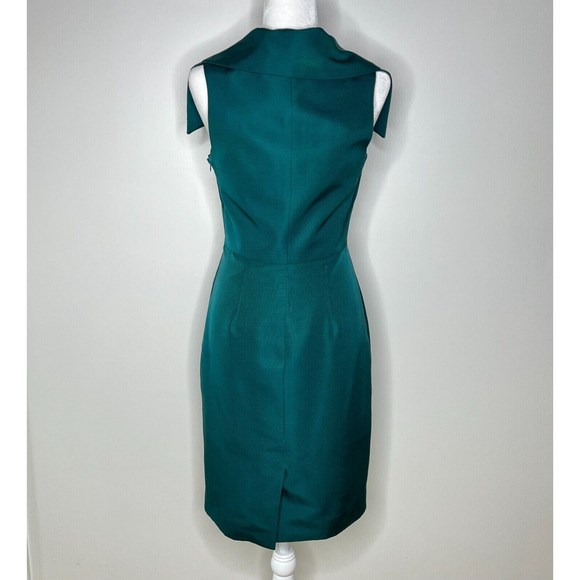 Lela Rose Emerald Green Silk Sheath Dress Size 6 - Picture 4 of 11